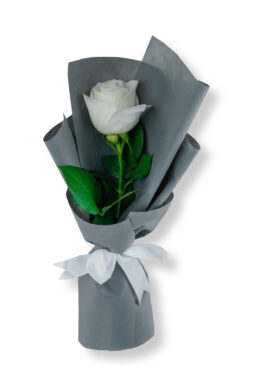 WHITE BQT (1 ROSES)