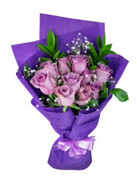 PURPLE ROSE BQT (10 ROSES)