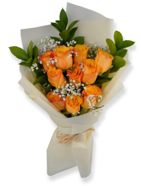 ORANGE ROSE BQT (10 ROSES)