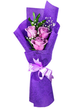 PURPLE ROSE BQT (3 ROSES)