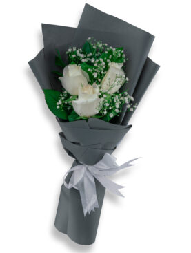 WHITE BQT (3 ROSES)