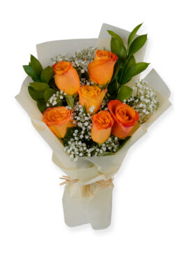 ORANGE ROSE BQT (6 ROSES)