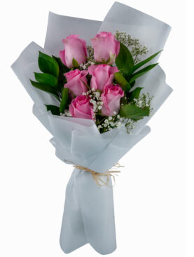 PINK ROSE BQT (6 ROSES)