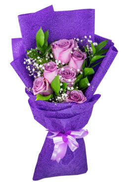 PURPLE ROSE BQT (6 ROSES)